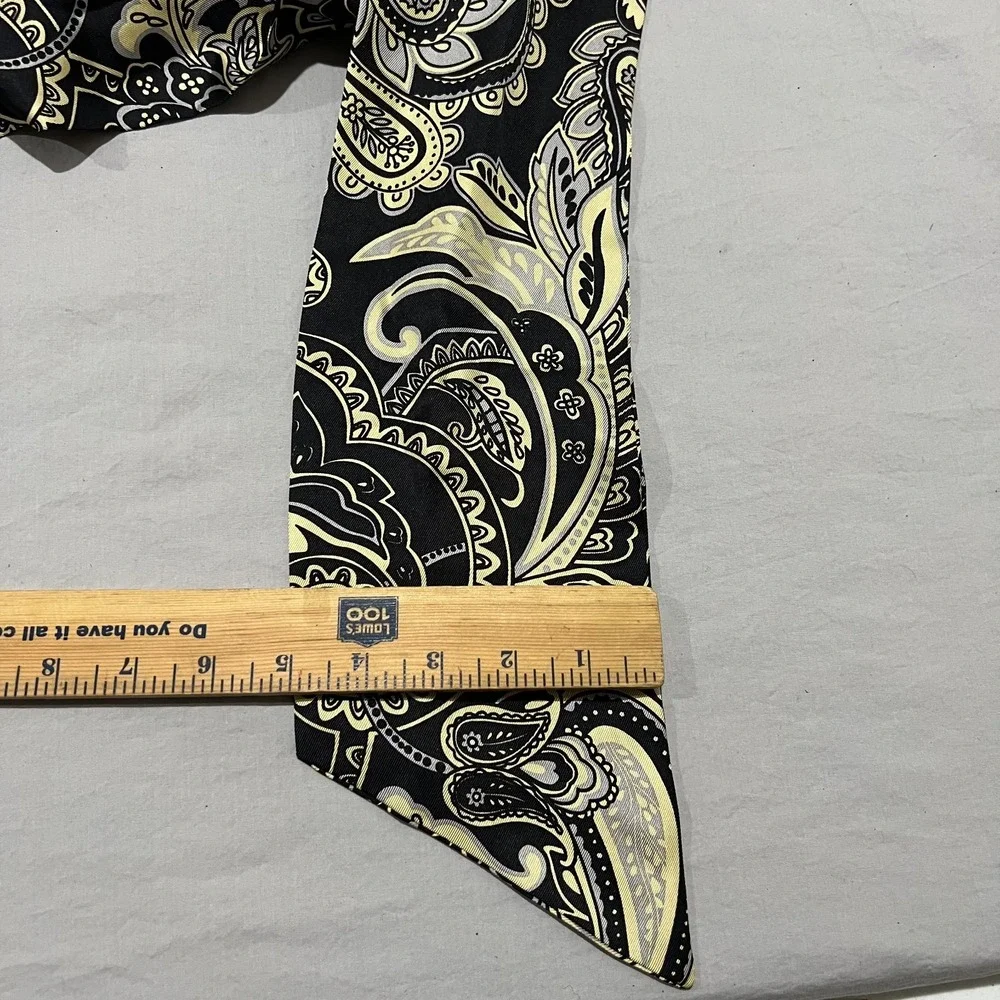J.McLaughlin Womens Black Cream White Paisley Classic Silk Neck Scarf Cravat